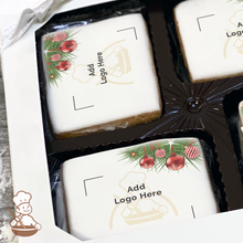 Load image into Gallery viewer, Holiday Poinsettias and Candle Logo Cookie Large Gift Box (Rectangle)