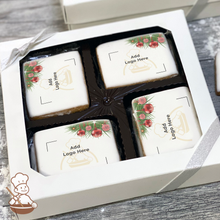 Load image into Gallery viewer, Holiday Poinsettias and Candle Logo Cookie Large Gift Box (Rectangle)