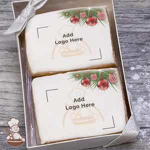 Holiday Poinsettias and Candle Logo Cookie Small Gift Box (Rectangle)