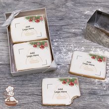 Load image into Gallery viewer, Holiday Poinsettias and Candle Logo Cookie Small Gift Box (Rectangle)