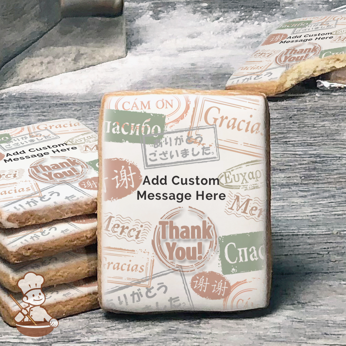 International Thank You Custom Message Cookies (Rectangle)