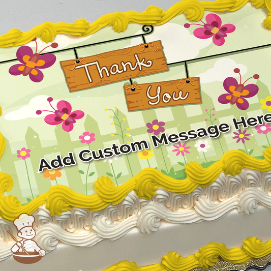 Thank You Garden Sign Photo Cake