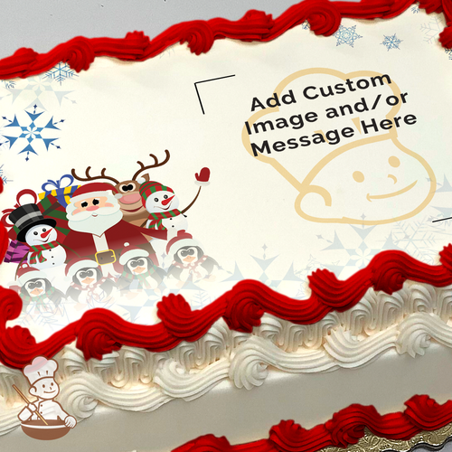 Happy Holidays Snowflakes Custom Photo Cake
