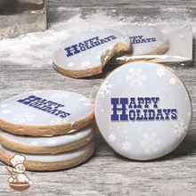 Load image into Gallery viewer, Happy Holidays Snowflakes Cookies (Round)
