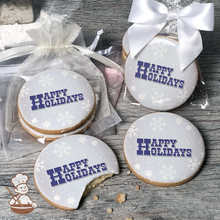 Load image into Gallery viewer, Happy Holidays Snowflakes Cookies (Round)