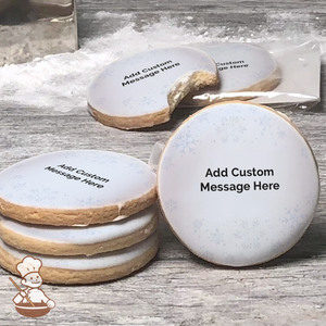 Happy Holidays Snowflakes Custom Message Cookies (Round)