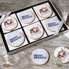 Load image into Gallery viewer, Happy Holidays Snowflakes Cookie Gift Box (Round)