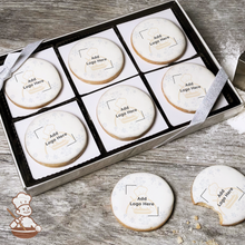 Load image into Gallery viewer, Happy Holidays Snowflakes Logo Cookie Gift Box (Round)