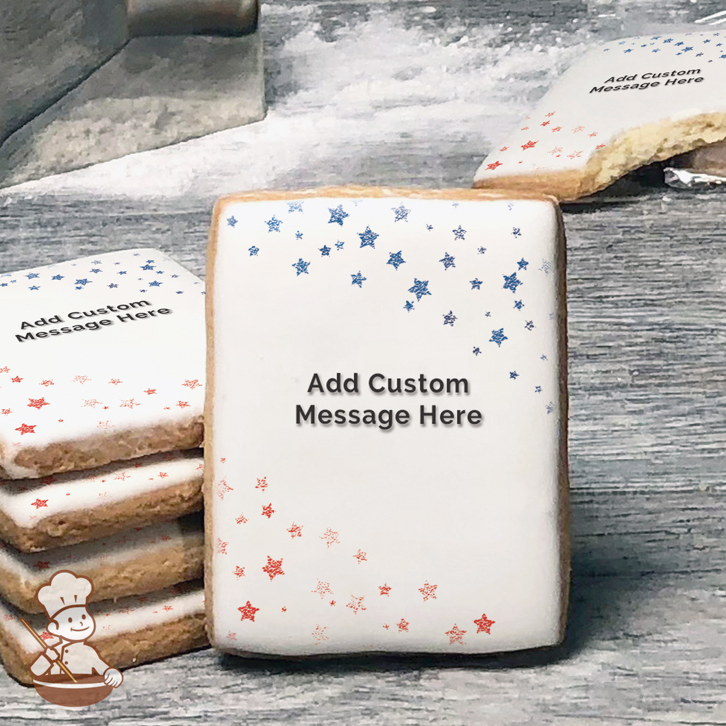 Patriotic Stars Custom Message Cookies (Rectangle)
