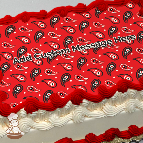 Red Paisleys Photo Cake