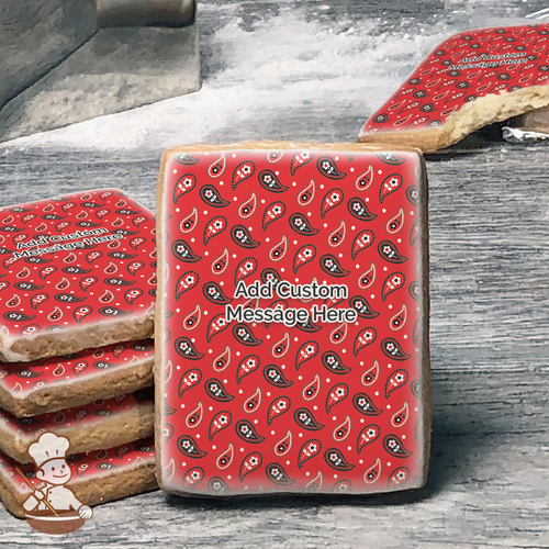 Red Paisleys Custom Message Cookies (Rectangle)