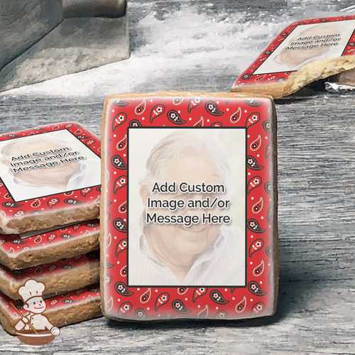 Red Paisleys Photo Cookies (Rectangle)