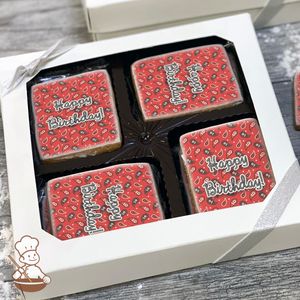 Red Paisleys Cookie Gift Box (Rectangle)