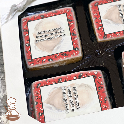 Red Paisleys Photo Cookie Gift Box (Rectangle)