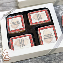 Load image into Gallery viewer, Red Paisleys Photo Cookie Gift Box (Rectangle)