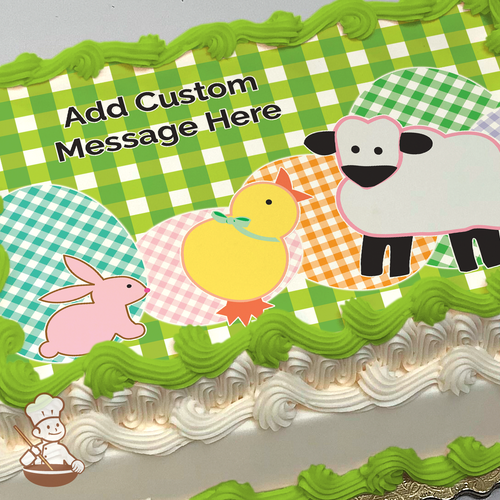 Spring Gingham Friends Photo Cake