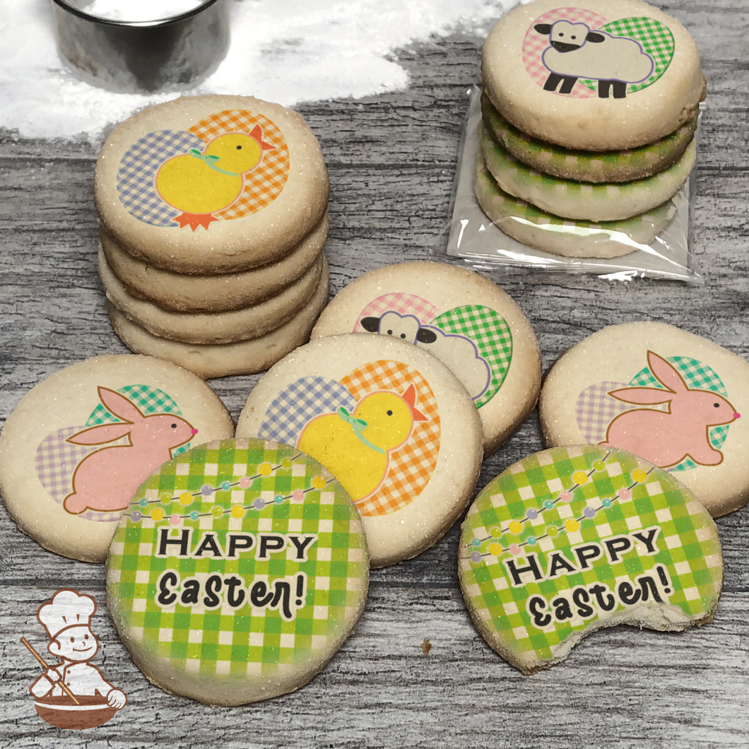 Spring Gingham Friends Cookie Set (Round Unfrosted)