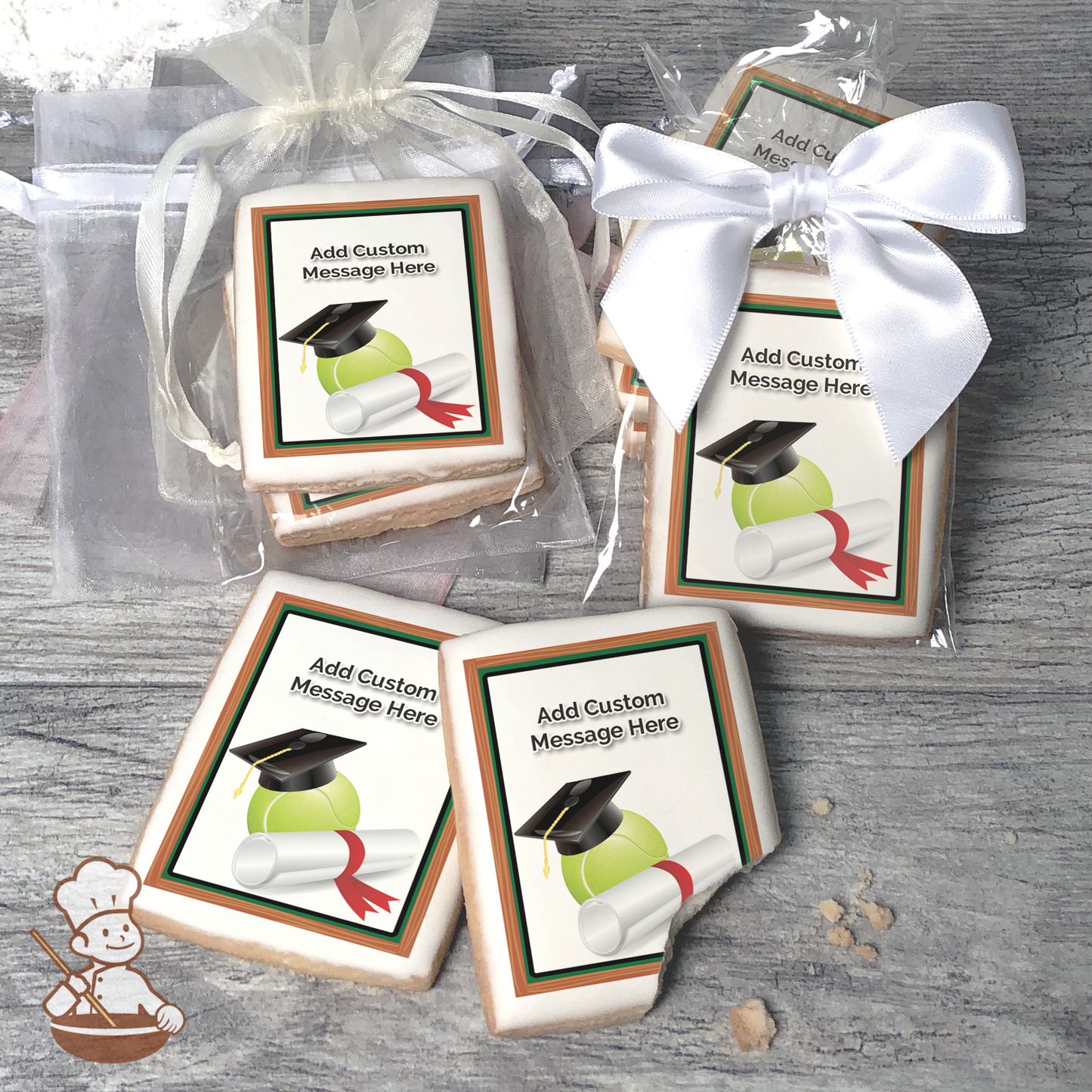 Graduation Tennis Custom Message Cookies (Rectangle)