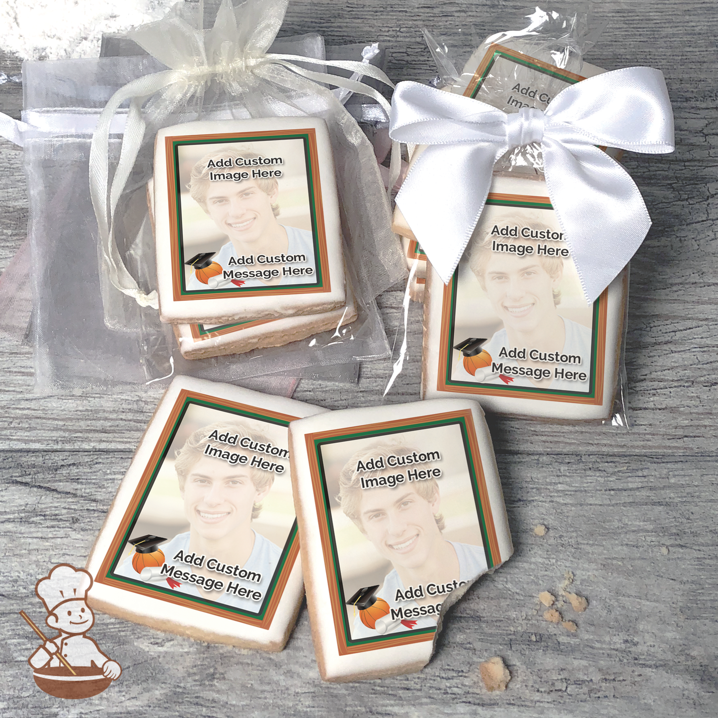 Graduation Basketball Photo Cookies (Rectangle)