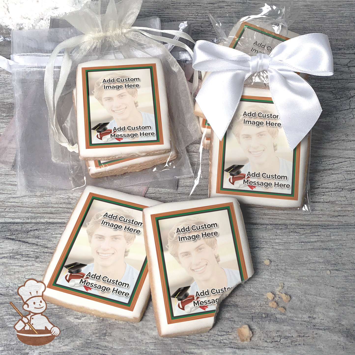 Graduation Football Photo Cookies (Rectangle)