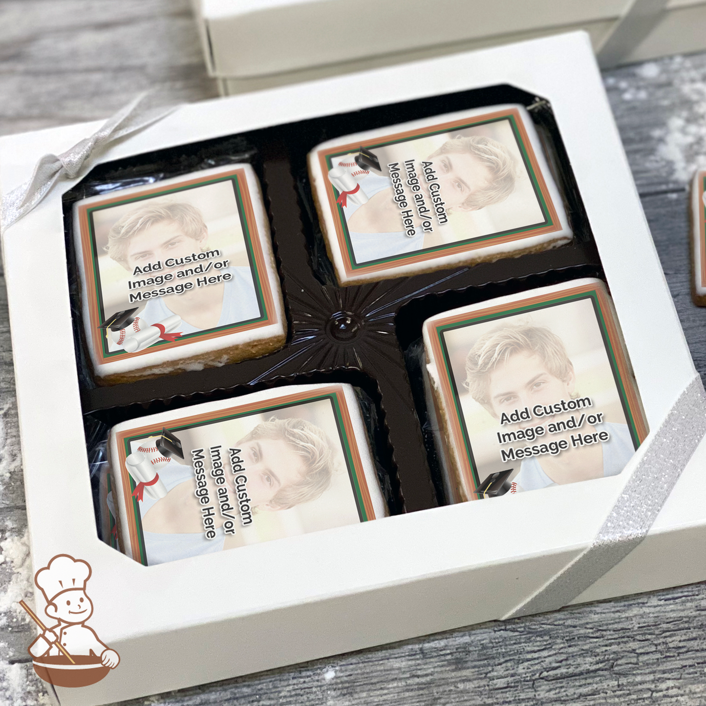 Graduation Baseball Photo Cookie Gift Box (Rectangle)