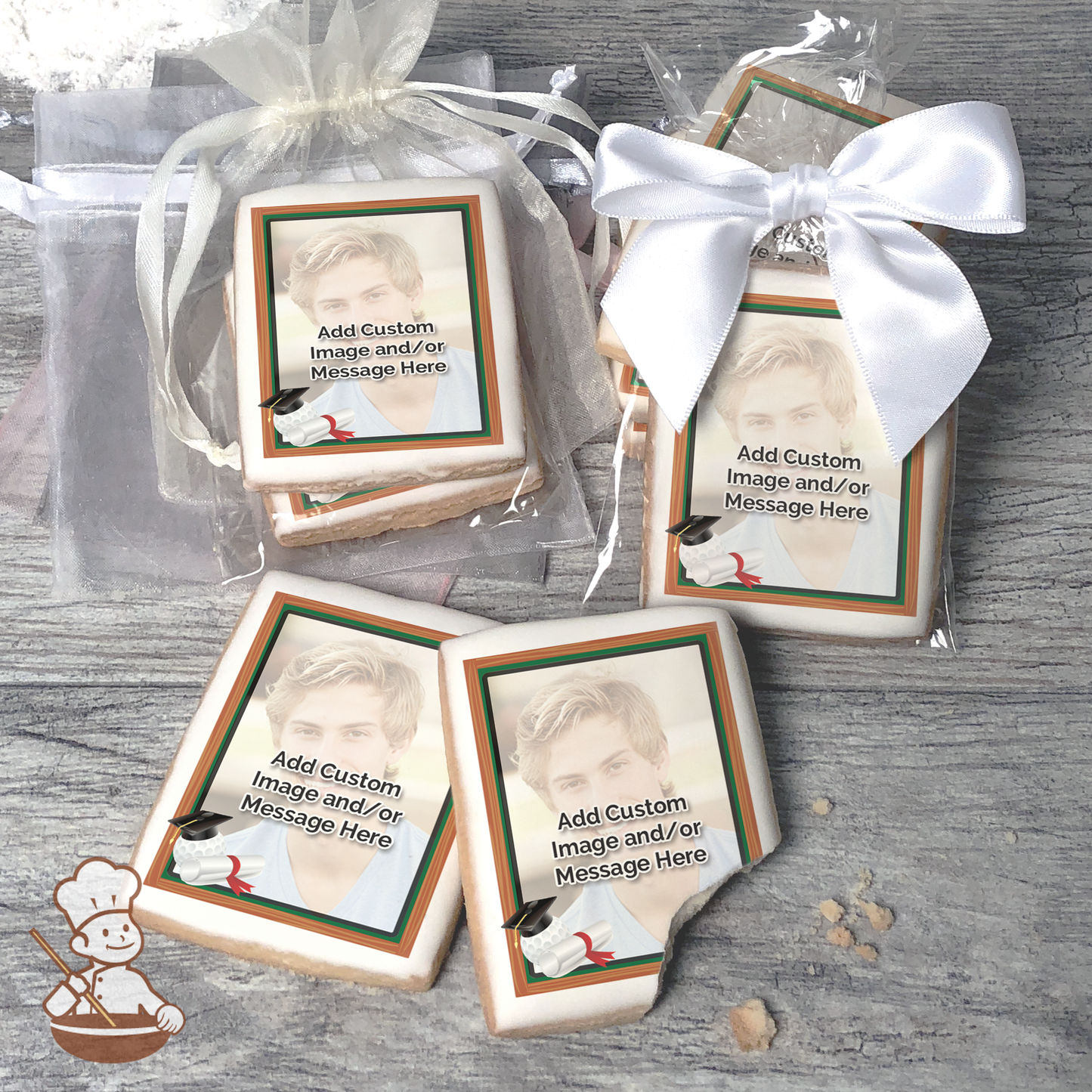 Graduation Golf Photo Cookies (Rectangle)