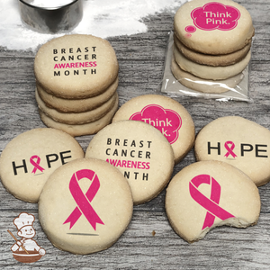 Breast Cancer Awareness Month Think Pink Cookie Set (Round Unfrosted)