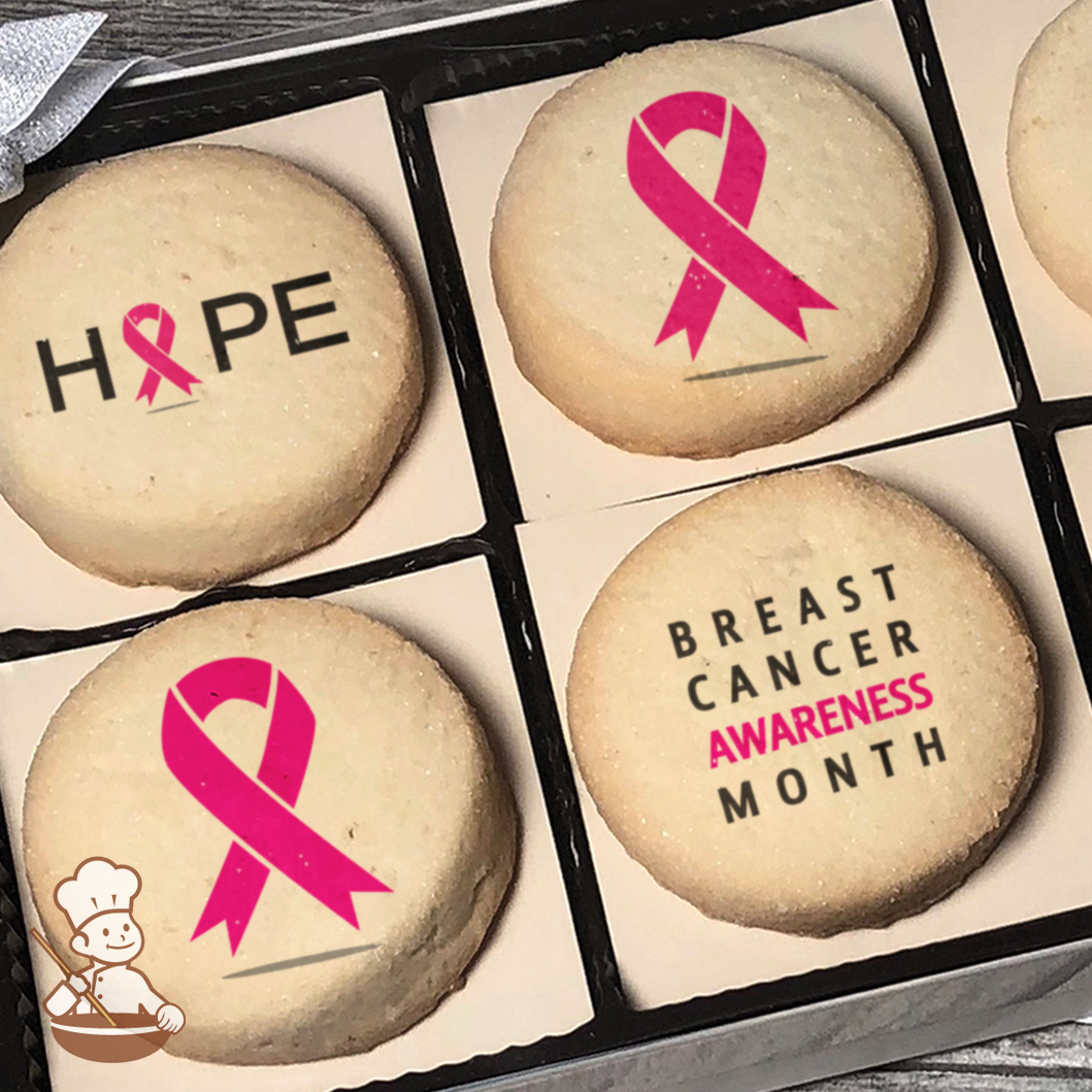 Breast Cancer Awareness Month Think Pink Cookie Gift Box (Round Unfrosted)