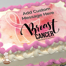 Load image into Gallery viewer, Breast Cancer Awareness Month Watercolor Ribbon Photo Cake