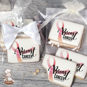 Breast Cancer Awareness Month Watercolor Ribbon Cookies (Rectangle)
