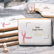 Load image into Gallery viewer, Breast Cancer Awareness Month Watercolor Ribbon Logo Cookies (Rectangle)