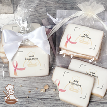 Load image into Gallery viewer, Breast Cancer Awareness Month Watercolor Ribbon Logo Cookies (Rectangle)