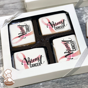 Breast Cancer Awareness Month Watercolor Ribbon Cookie Gift Box (Rectangle)