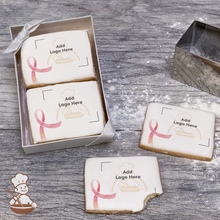 Load image into Gallery viewer, Breast Cancer Awareness Month Watercolor Ribbon Logo Cookie Small Gift Box (Rectangle)