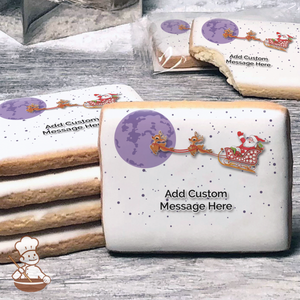 Santa's Christmas Night Custom Message Cookies (Rectangle)