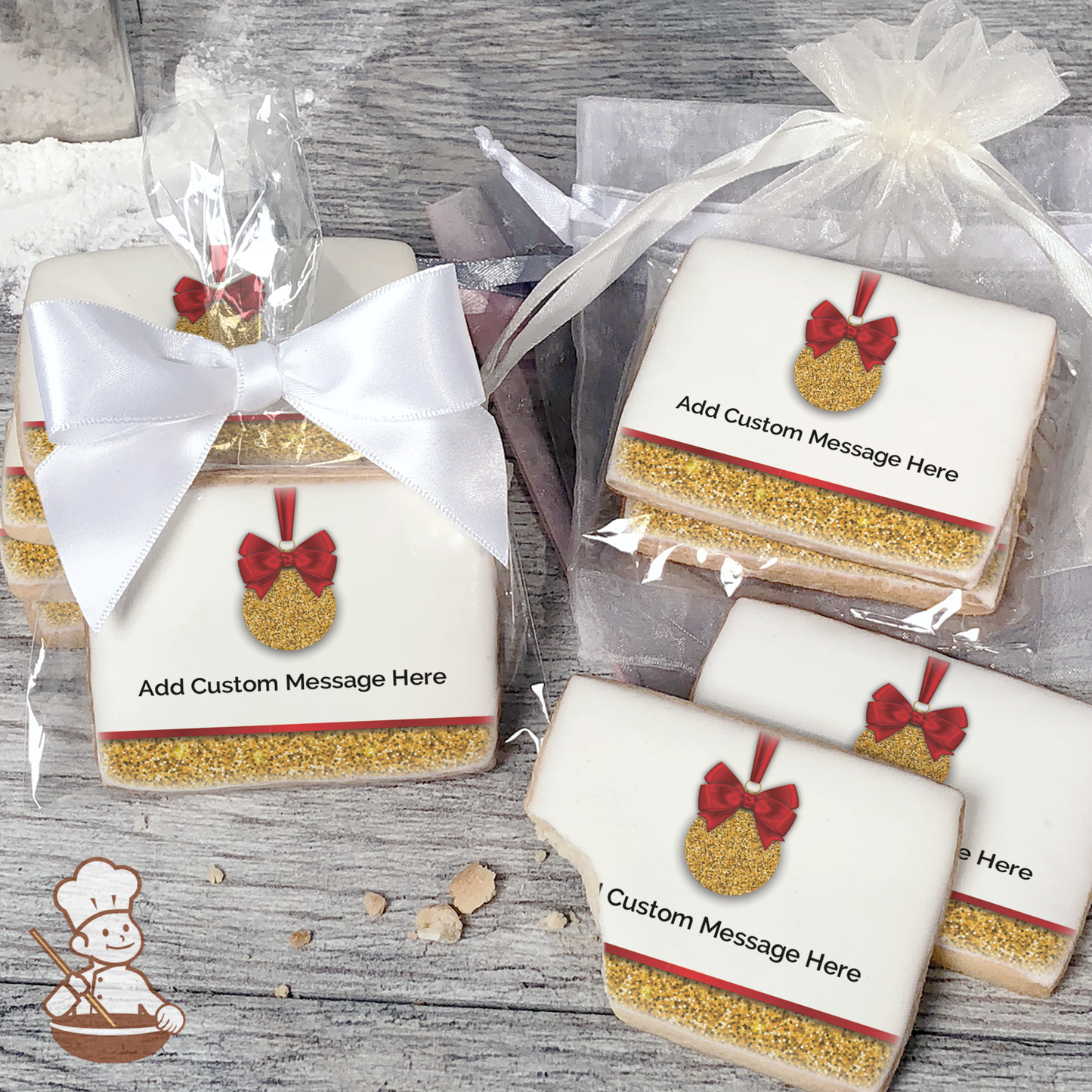 Holiday Glitz Custom Message Cookies (Rectangle)