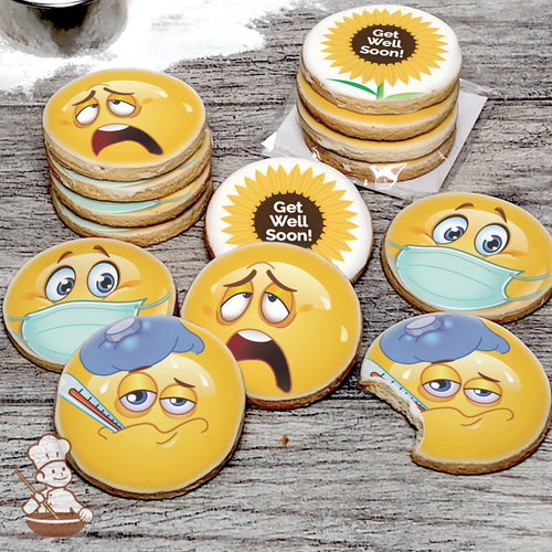 Emoji Get Well Soon Cookie Set (Round)