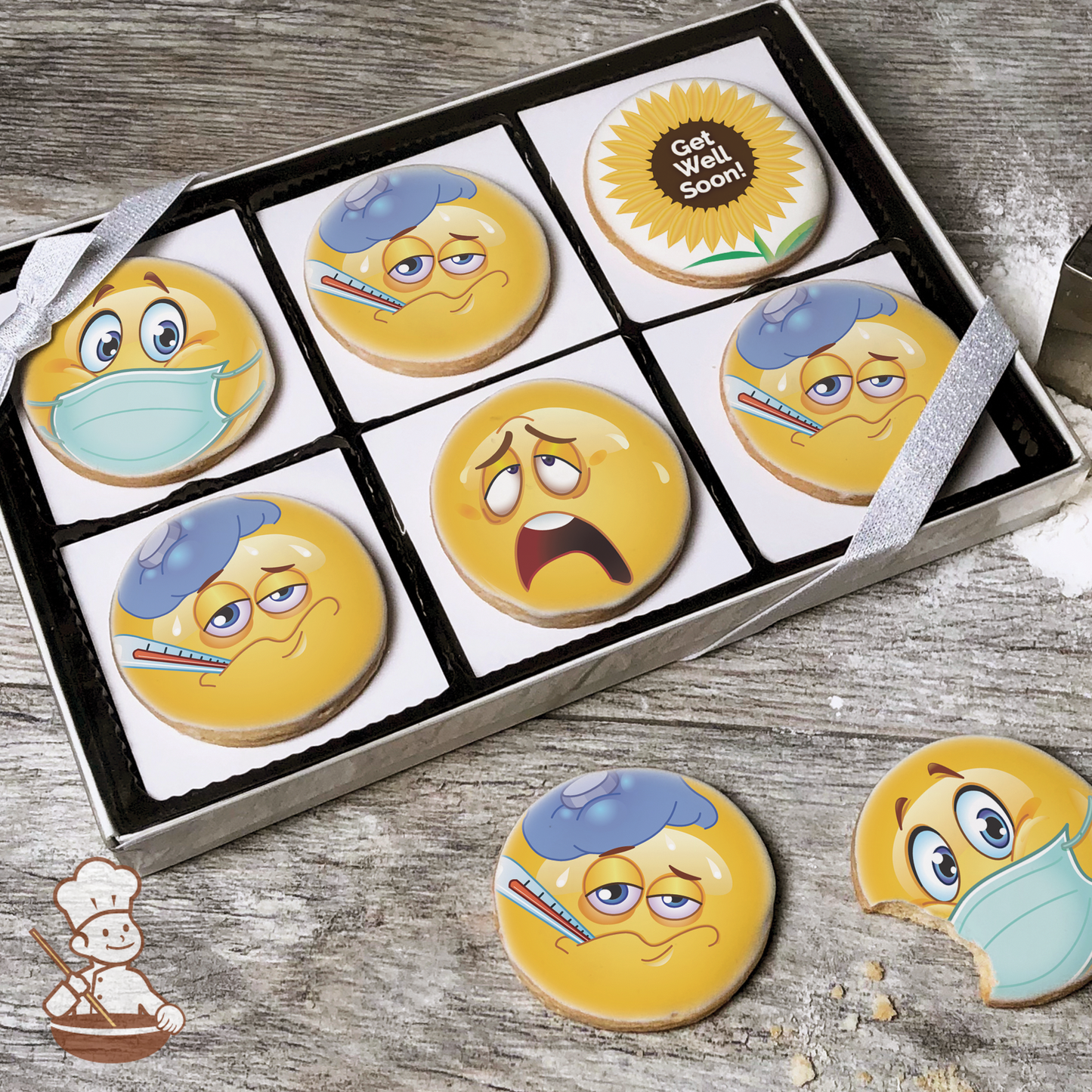 Emoji Get Well Soon Cookie Gift Box (Round)