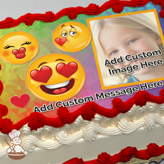 Emoji I Love You Custom Photo Cake