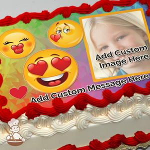 Emoji I Love You Custom Photo Cake