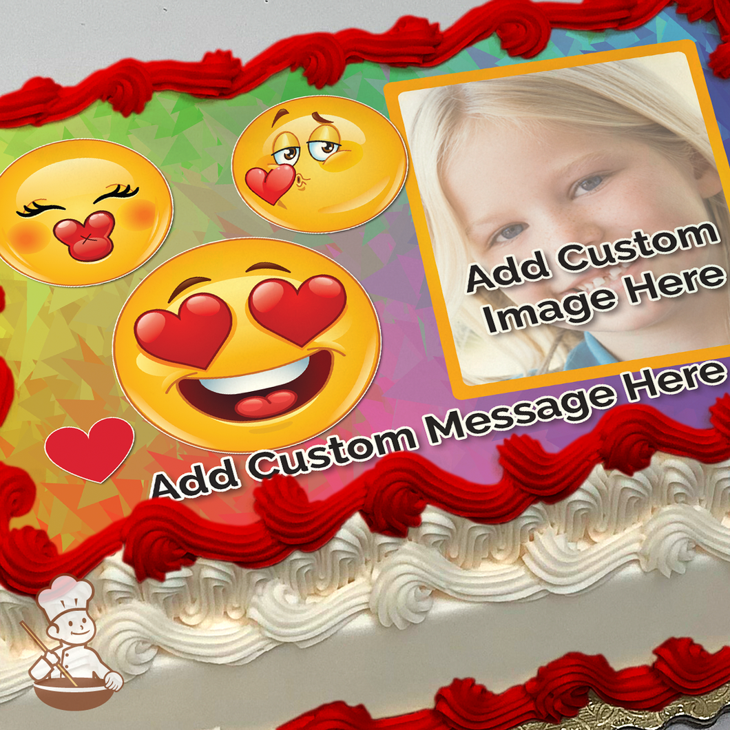 Emoji I Love You Custom Photo Cake