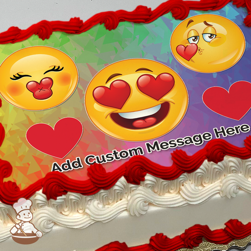 Emoji I Love You Photo Cake
