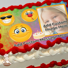 Load image into Gallery viewer, Emoji Happy Birthday Custom Photo Cake