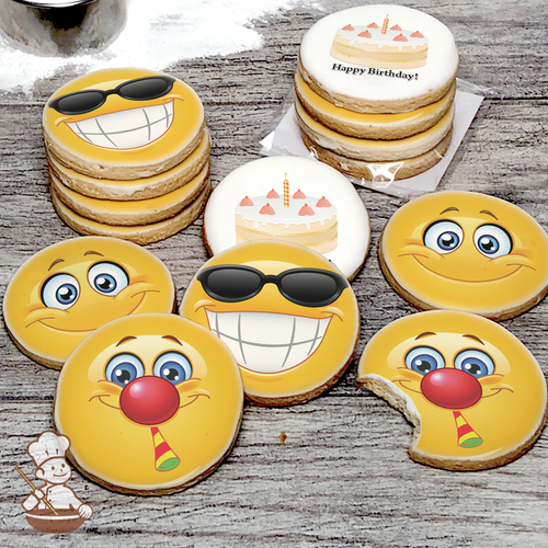 Emoji Happy Birthday Cookie Set (Round)