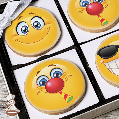 Emoji Happy Birthday Cookie Gift Box (Round)