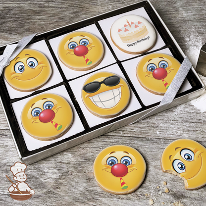 Emoji Happy Birthday Cookie Gift Box (Round)