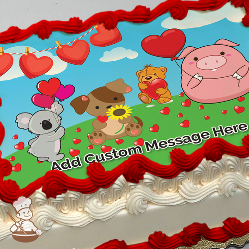 Hearts, Hugs and Hogs of Love Photo Cake