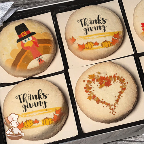 Thanks Giving Cookie Gift Box (Round Unfrosted)