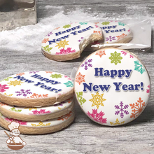 Load image into Gallery viewer, Colorful Snowflakes and Presents Cookies (Round)