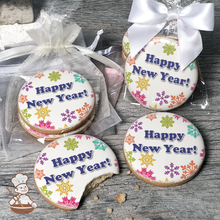 Load image into Gallery viewer, Colorful Snowflakes and Presents Cookies (Round)